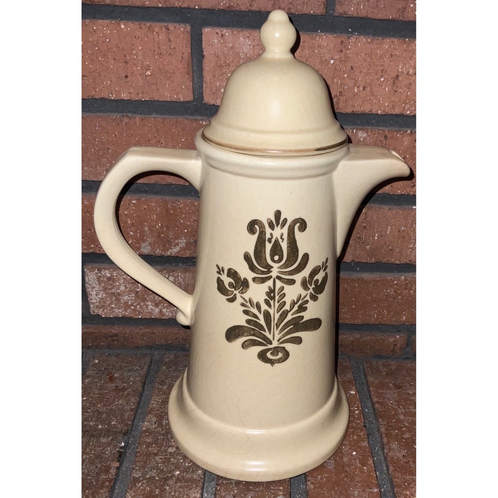 Vintage Pfaltzgraff Village Tall Coffee Tea Pot 13.5" with Lid 6-490 Brown